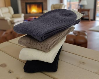 Handmade Natural Wool Socks: Unisex Knit Winter Warmers