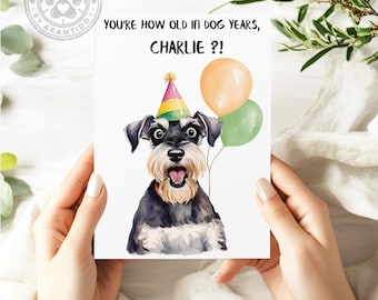 Funny Schnauzer Birthday Card – Personalized Dog Lover Gift