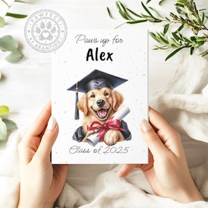 Graduation 2025 Card with Golden Retriever - Cute Dog Graduation Greeting Card for Students, Custom Name Text Gift for Dog Lovers