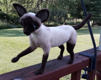 Needle Felted Wool Siamese Cat