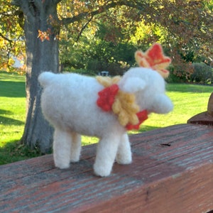 Primitive Autumn Sheep Needle Felted Wool Sculpture image 1