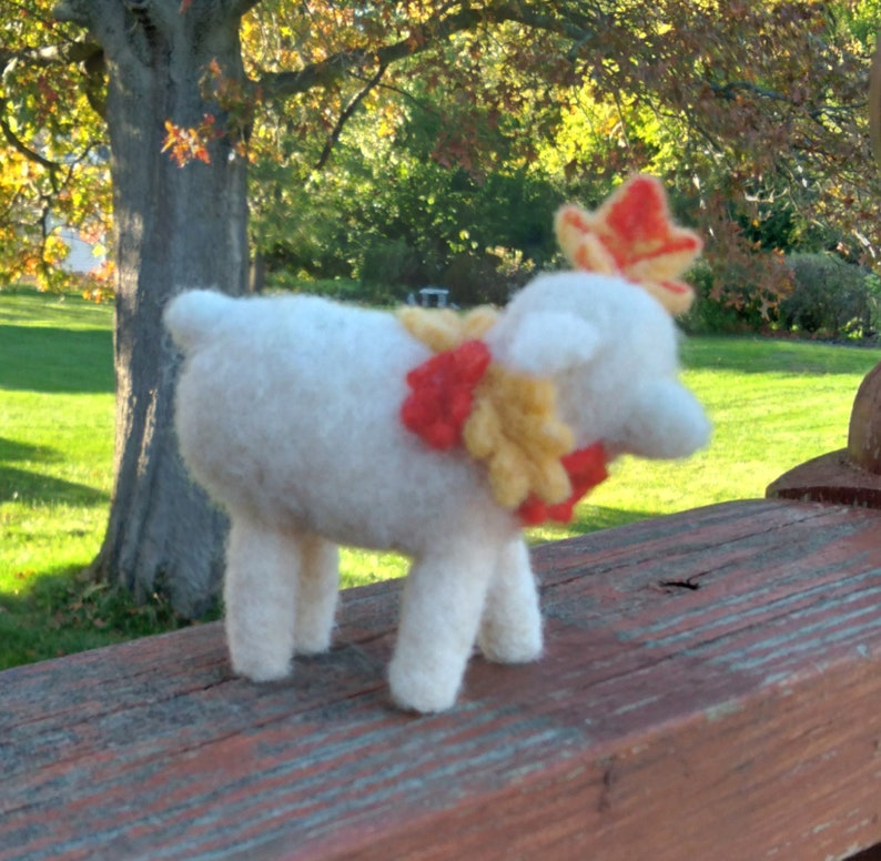 Primitive Autumn Sheep Needle Felted Wool Sculpture image 1