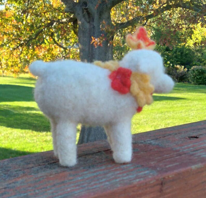 Primitive Autumn Sheep Needle Felted Wool Sculpture image 3