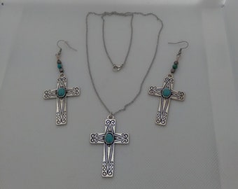 Cross Necklace and Earrings Set