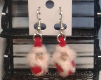 Needlefelted Wool Santa Earrings Christmas