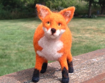 Plumpies Red Fox Needle Felted Wool Sculpture