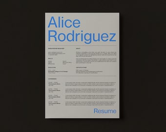 Minimalist Resume Template, Clean Minimalist Resume Template Simple Type Design, ATS friendly, Grey Blue Canva CV Template, Cover Letter
