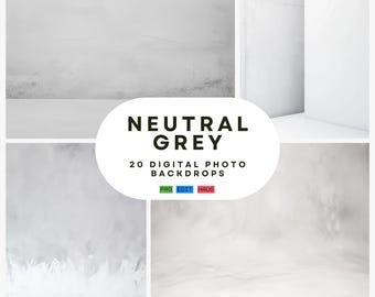 20 Minimal Grey Textures, Neutral Grey, Gray Portrait Studio Backdrop, Fine Art Textures, Photo Background, Digital Background