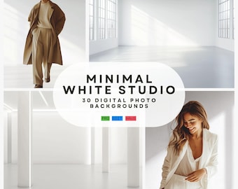 White Studio Background, Minimal Loft, Maternity Backdrop, Portrait Studio Backdrop, 8K, Photo Background, Digital Background