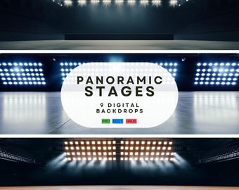9 Panoramic Stage Digital Backdrops, Stadium, Ballet, Dance, Sports Photography, Photoshop Templates for Professionals, Photography Tools