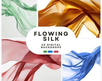20 Flying Fabric Digital Backdrops Artistic Maternity Overlays Flowy Fabric & Smoke Effects for Photoshop Studio Photography Backgrounds