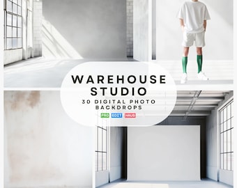 30 Studio Warehouse Background, Minimal Loft, Portrait Studio Backdrop, 8K, Fine Art Textures, Photo Background, Digital Background
