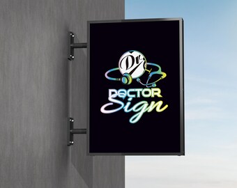 Custom LED Business Logo Sign; Double Sided Rectangular Storefront Lightbox Sign, Outdoor Illuminated Wall Mount Boutique & Office Sign