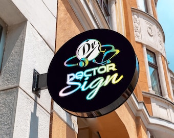 Custom LED Business Logo Sign, Double Sided Outdoor Storefront Sign, Illuminated Acrylic Lightbox, Boutique & Coffee Shop Sign