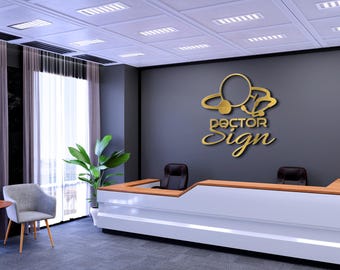 Sign for Business Laser Cut Logo Rose Gold 3D Business Logo Acrylic Office Sign Custom Reception Desk Wall Decor