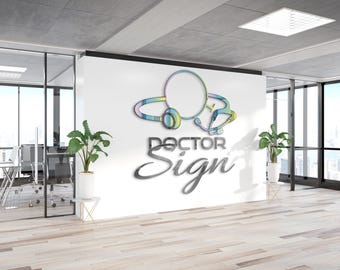Black Reception Sign, 3D Business Logo, Acrylic Office Sign, Interior Sign, Custom Laser Cut Logo, Personalized Sign, Gold Sign