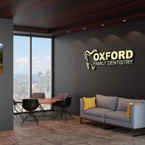 Custom Dental Sign, Acrylic Dentist Office Sign, 3D Dental Logo, Dental Wall Decor Logo, Interior Sign, Personalized Sign, Detal Gold Sign
