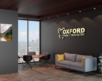 Custom 3D Dental Logo Sign, Brushed Gold Acrylic Letters