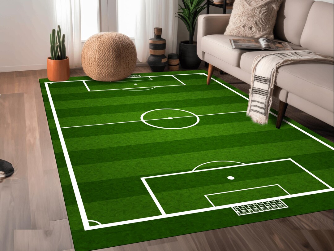 Football Field Rug, Football Field Printed Area Rug, Washable Football ...
