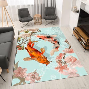Koi Fish Rug, Japanese Fish Rug, Carp Fish, Japan Rug, Japanese Koi, Koi, Japanese Rug Asian, Yin Yang Decor , Gift Rug For koi Lovers