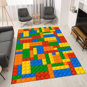 Building Blocks Rug, Play Room Rug, Colorful Building Blocks Rug, Plastic Building Blocks, Hobby Room, Kids Room Rug, Play Rug, Colorful Rug