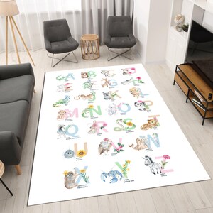 Alfombra educativa para niños con letras, bonita alfombra con el alfabeto, colorida alfombra para niños, regalos para niños, alfombra para habitación de niños, alfombra para niños, alfombra para guardería, alfombra de juegos