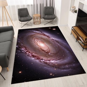 Cosmic Black Rug, Space Rug, Galaxy Rug, Starry Night Rug, View Rug, Starry Sky Landscape Rug, Personalized Gift, Futuristic Home Decor