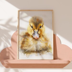 Kinderzimmer Deko Tierbild | Gerahmtes Entenküken Aquarell | Süßes Babyzimmer Wandkunst | Bauernhof Tiere Poster | Kinder Geschenk Geburt