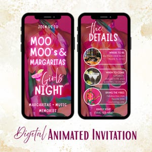 Girls Night Einladungsvideo: Moo Moos & Margaritas Ladies Night Evite (Digital Download