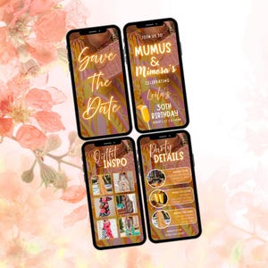 Mumus & Mimosas Birthday Invitation, Retro Boho Brunch Digital Animated Template