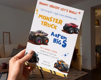 Monster Truck Birthday Invitation: Editable Template (Digital Download)