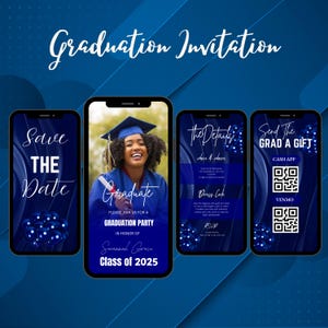 Navy Blue Graduation Invitation: Class of 2025 (Digital Download)