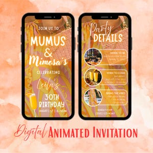 Mumu Birthday Party Invitation: Mimosa Brunch, Pajama Girls Day Evite (Digital Download