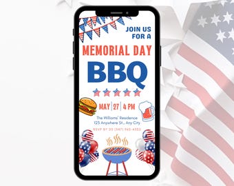 Animated Memorial Day BBQ Evite: Block Party Video Invite (MP4)