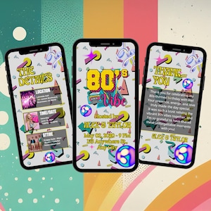 80s Theme Birthday Invitation: Animated Neon (MP4 Video)