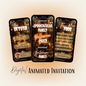 Spooktacular Family Halloween Party Animated Invitation, Spooky Family Night Editable Digital Template