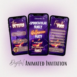 Spooktacular Family Halloween Party Animated Invitation, Fun Family Night Editable Digital Template