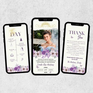 Quinceanera Digital Invitation Sweet 15th Editable Birthday Invite Quinceañera Party Template, Animated Quinceanera Invite, Instant Download