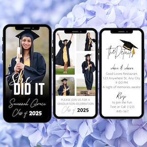 Modern Graduation Invitation Template: Photo Collage, Minimalist Design (Digital Download)