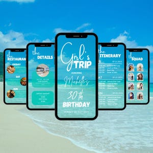 Girl&#39;s Trip Birthday Weekend Invitation, Travel Itinerary, Vacation Schedule, Digital Schedule, Getaway Schedule, Trip planner,