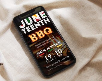Animated Juneteenth Party Invitation: BBQ Cookout Video Invite (MP4 Digital Download)