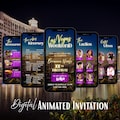 Las Vegas Birthday Weekend Invitation, Neon Glow Animated Travel Itinerary Digital Template product logo