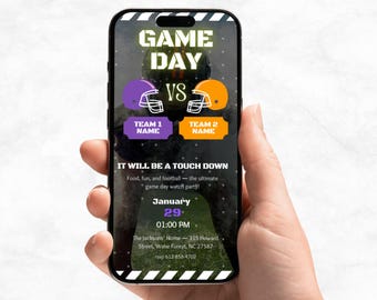 Animated Football Watch Party Invitation, Game Day Digital Invite (MP4 Video, Canva Template)