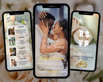 Animated Wedding Invitation with Custom Photo, Digital Video Evite Template