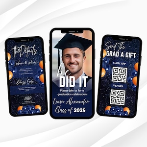 Blue & Orange Graduation Invitation: Animated Party Invite (Digital)