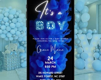 It’s a Boy Baby Shower Invitation, Editable Animated Digital Video Template