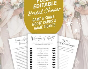 Bridal Shower Games Bundle, 100+ Editable Canva Templates Signs & Cards