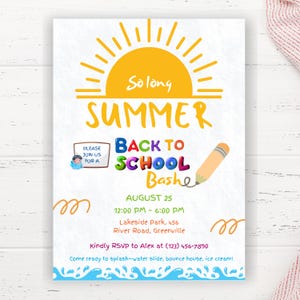 Groovy Back to School Party Invitation: Editable End of Summer BBQ (Digital Printable Invitation)