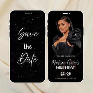 Save the Date Animated Video Invitation Template for Birthday Party Save the Date Birthday Invitation Template with photo, editable template