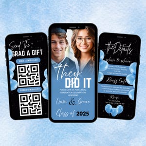 Royal Blue Double Graduation Video Invitation: Editable Template